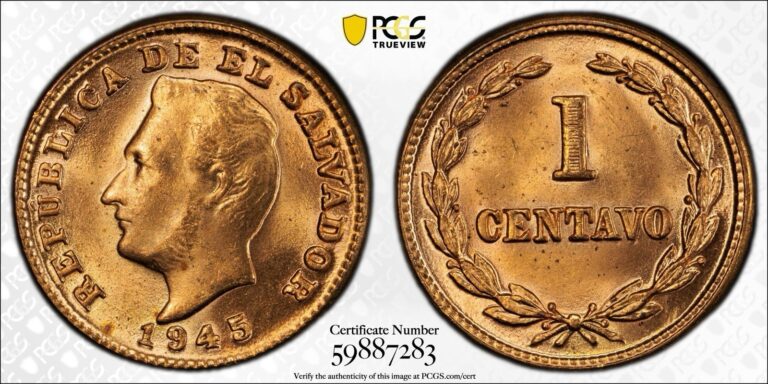Read more about the article El Salvador 1 Centavo 1945 MS65RD