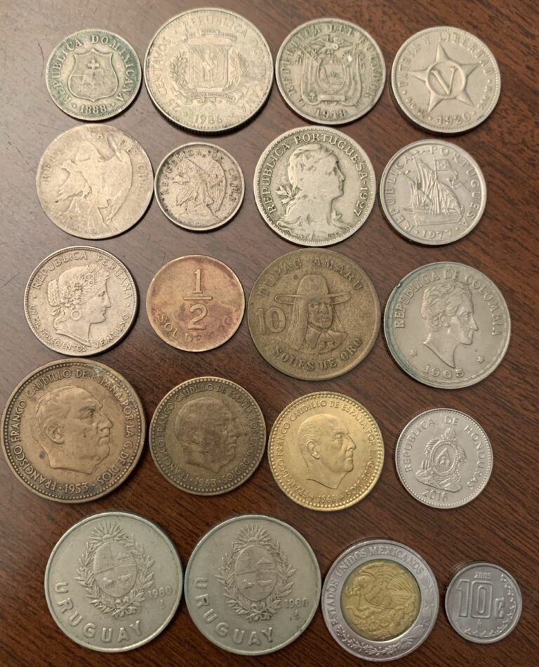 Read more about the article 19th/20th C-Centavos/Oro/Peseta COINS-Ecuador-Dom-Chile-Peru-1888-1908-1920-1927