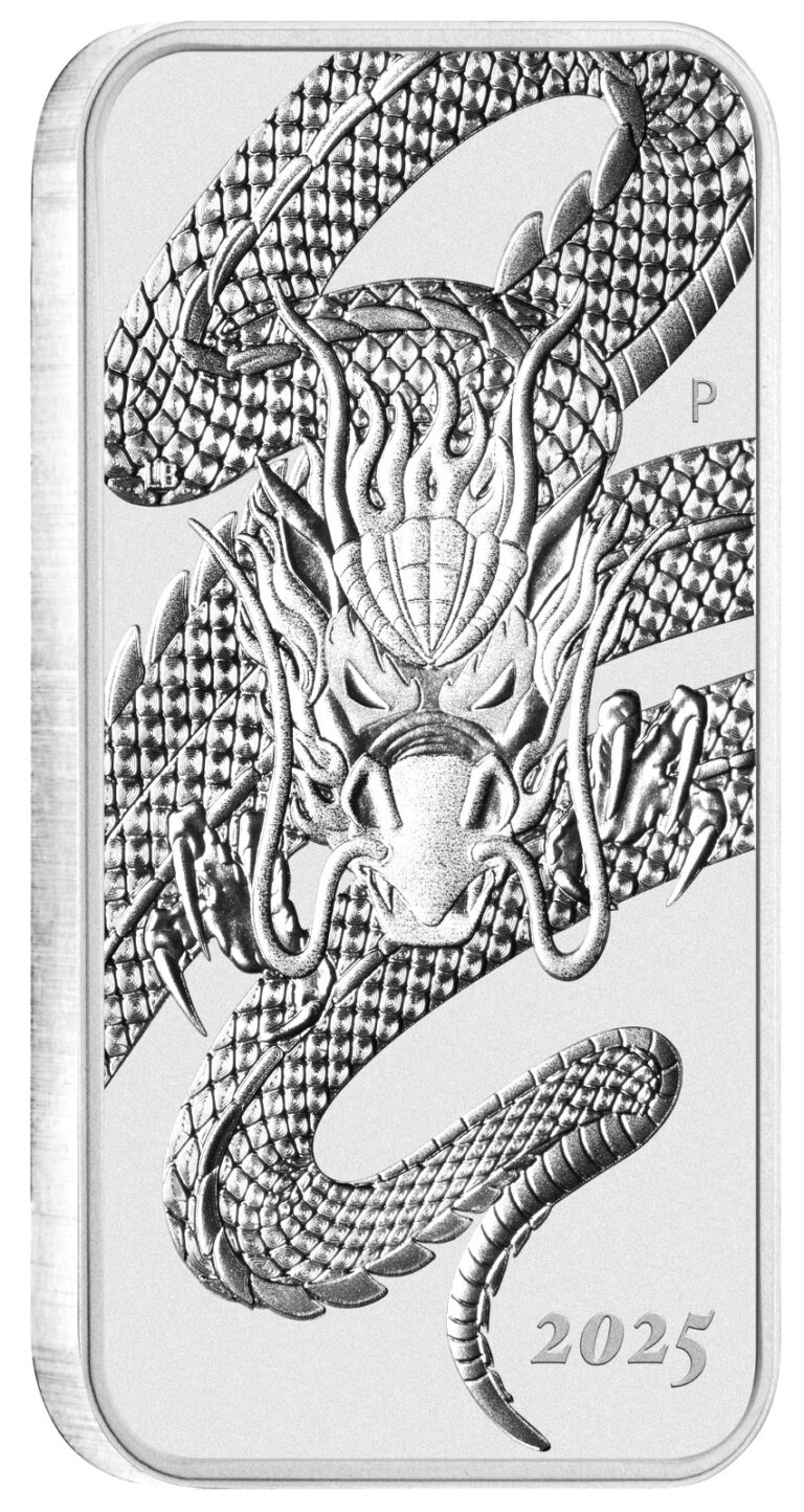 Read more about the article 2025 Australia DRAGON RECTANGULAR 1oz .9999 $1 Silver Bullion Coin