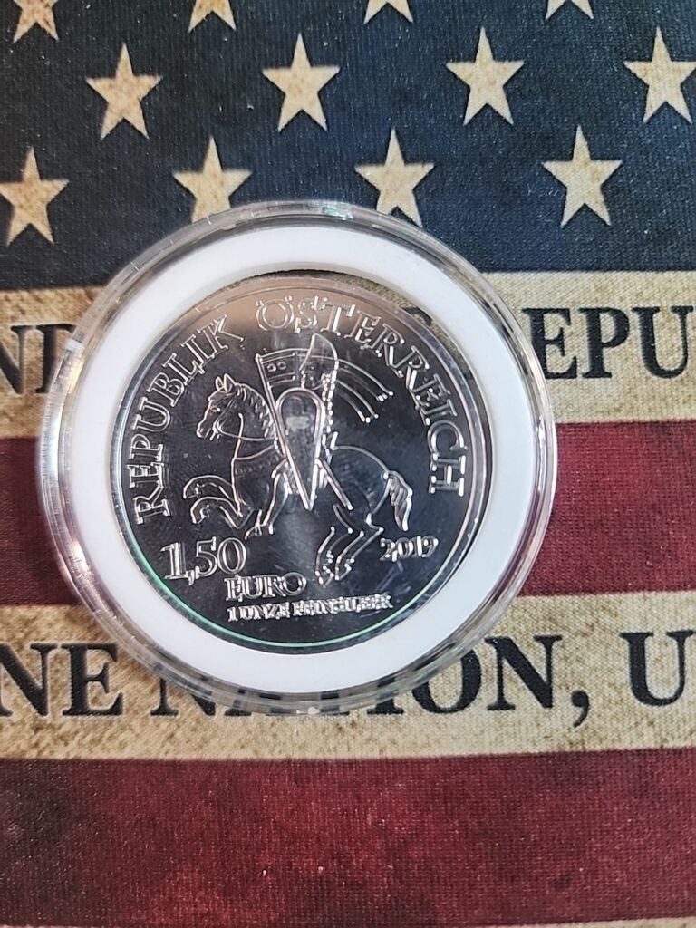 Read more about the article 2019  1 50€ SILVER OZ 825th VIENNA MINT   in capsule