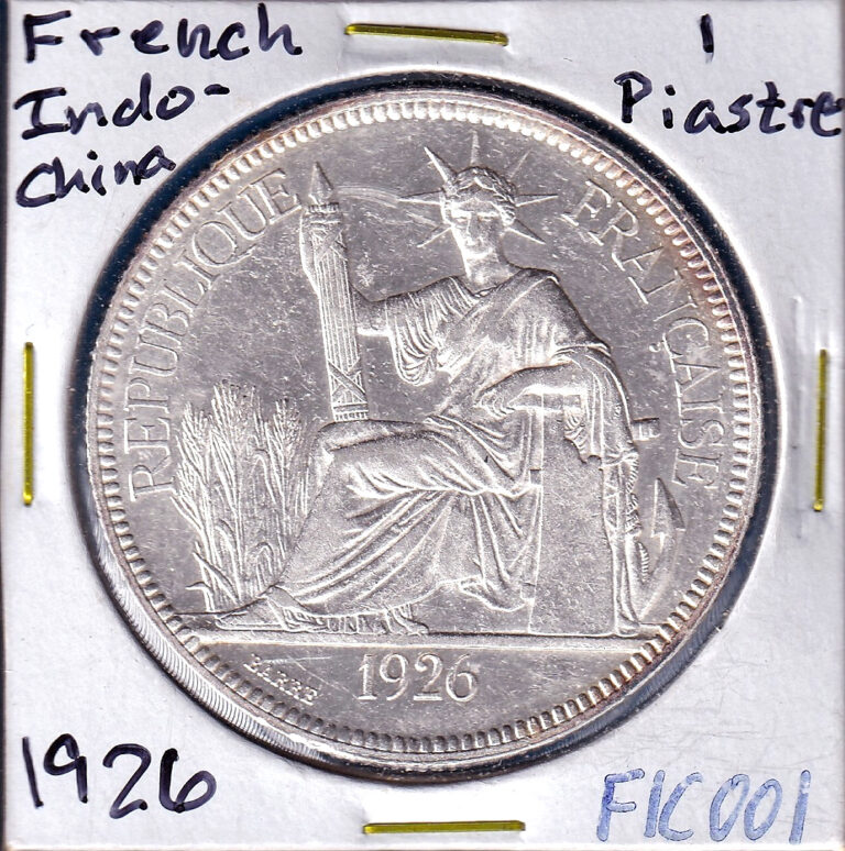 Read more about the article 1926A French Indochina 1 Piastre (KM-5a.1) .7813 ASW Silver!!! [Paris Mint]