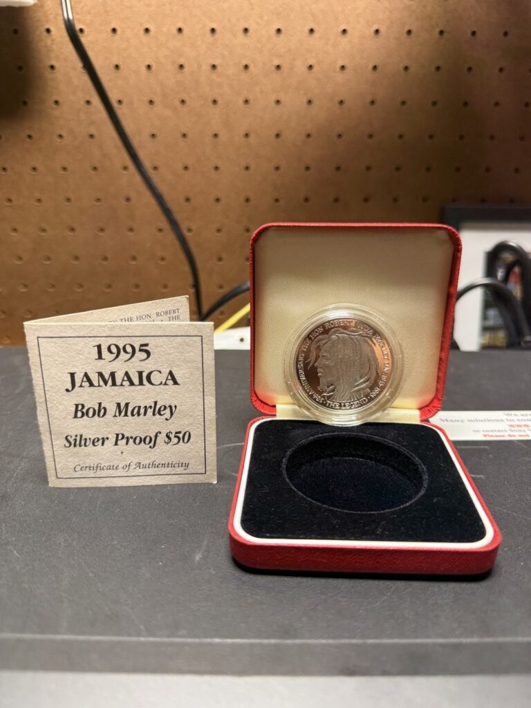 Read more about the article Bob Marley 1995 Royal Mint $50 Silver Proof Jamaica Coin with COA and OGP