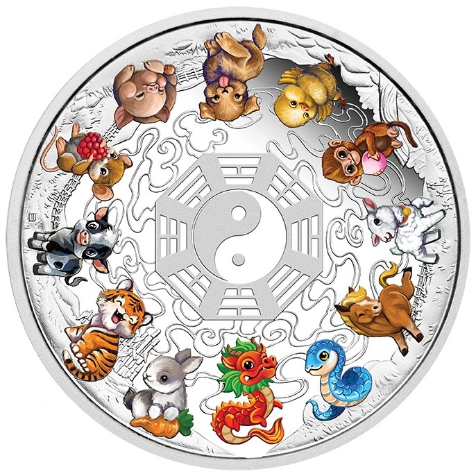 Read more about the article Tuvalu 2025 TWELVE BABY LUNAR ANIMALS Chinese Zodiac $5 5 Oz Silver Color Proof