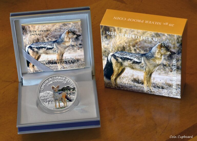 Read more about the article 2012 Niger 1000 francs – Predator Hunters – Side Striped Jackal silver proof