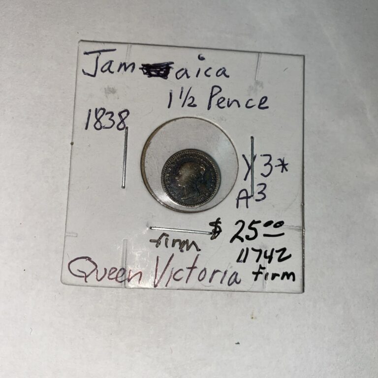 Read more about the article 1838 British  Jamaica 1 1/2. Silver Pence