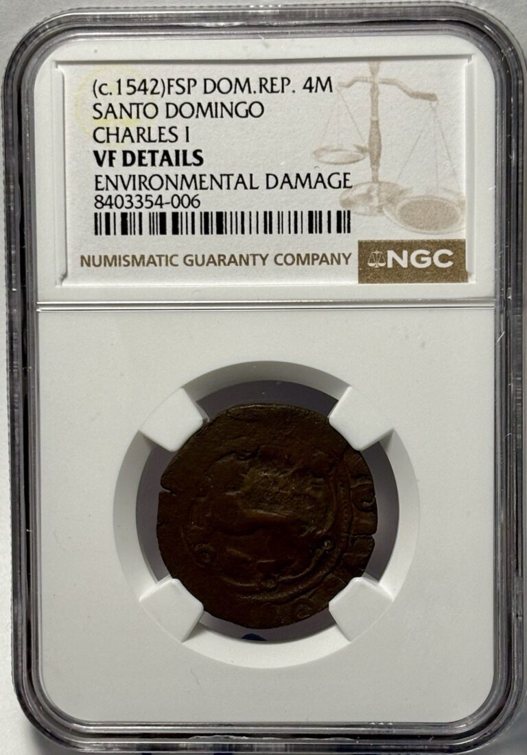 Read more about the article 1542 DOMINICAN REPUBLIC 4 MARAVEDIS. CHARLES I VF DETAILS. SANTO DOMINGO.