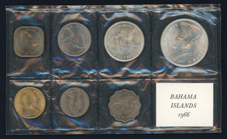 Read more about the article Bahama Islands 1966 Uncirculated Sealed 7 piece Mint Set with Two Silver Coins
