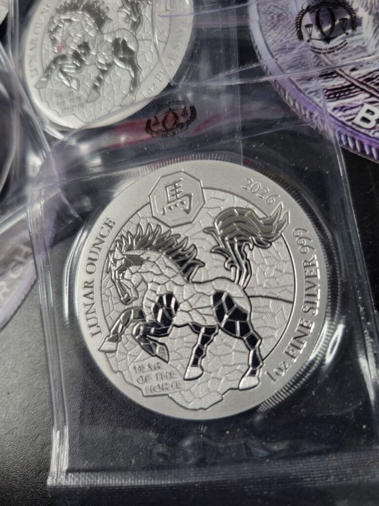 Read more about the article 2026 Rwanda 1 oz BU Silver Year of the Horse in protective plastic case