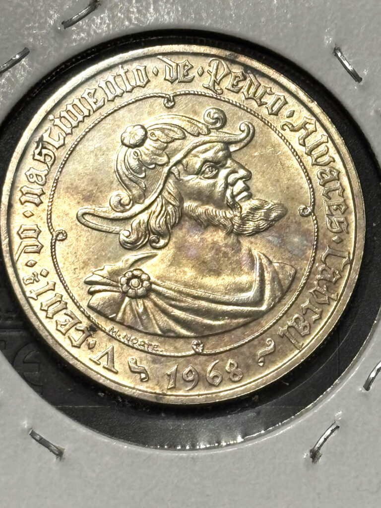 Read more about the article PORTUGAL 1968 50 ESCUDOS  KM593  CH BU  0.650 SILVER  FREE USA SHIPPING