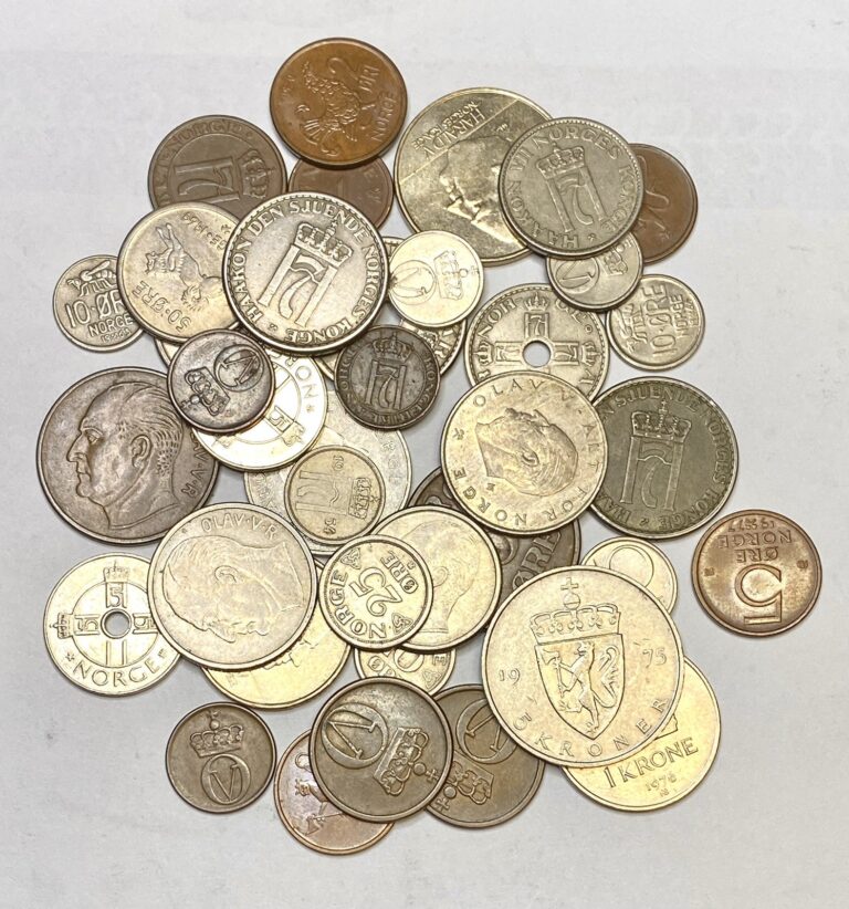 Read more about the article Lot of 40 Circulated Coins from Norway  Vintage Foreign Mix  37 Different Coins
