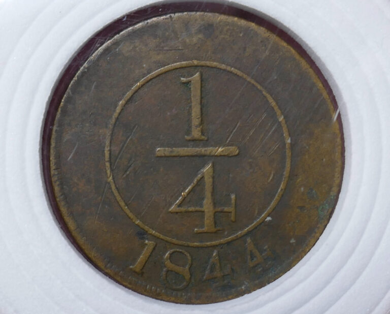 Read more about the article Dominican Republic 1844 Brass ¼ Real Coin