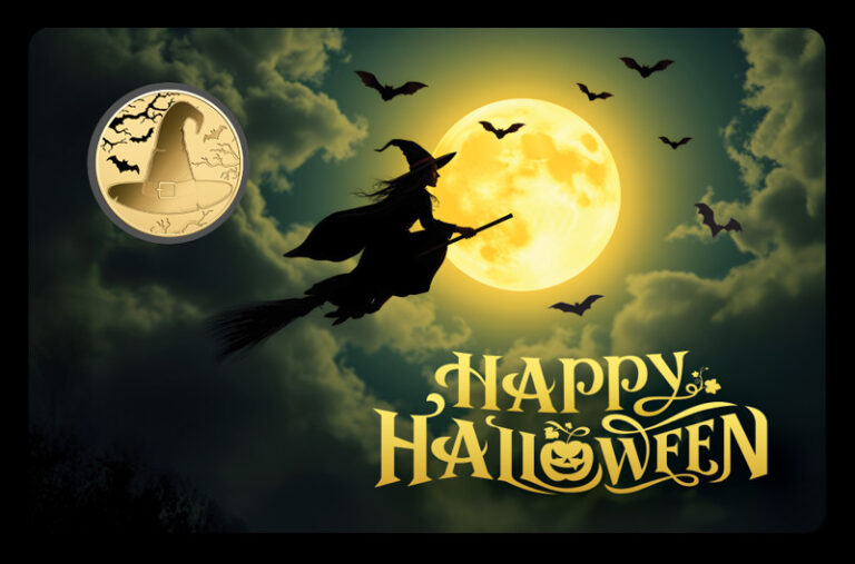 Read more about the article Gabon Happy Halloween Witch 1/1000 oz Gold Coin in Card