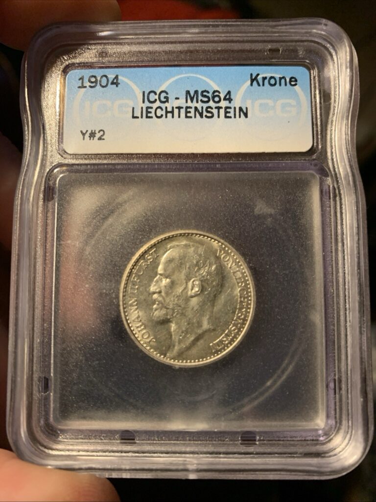 Read more about the article 1904 Liechtenstein Silver Krone ~ ICG MS64 ~ EXCEPTIONAL BLAZING  LUSTER