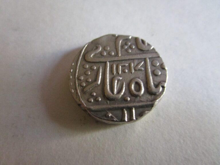 Read more about the article INDORE STATE – MAHESHWAR MINT – SILVER RUPEE AH1217 (1802) LEAF and LINGAM