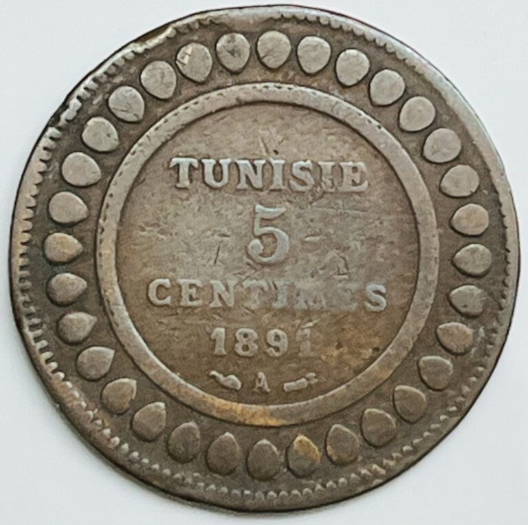 Read more about the article VS1308-1891 Tunesia 5 Centimes KM# 221 Circulated Condition