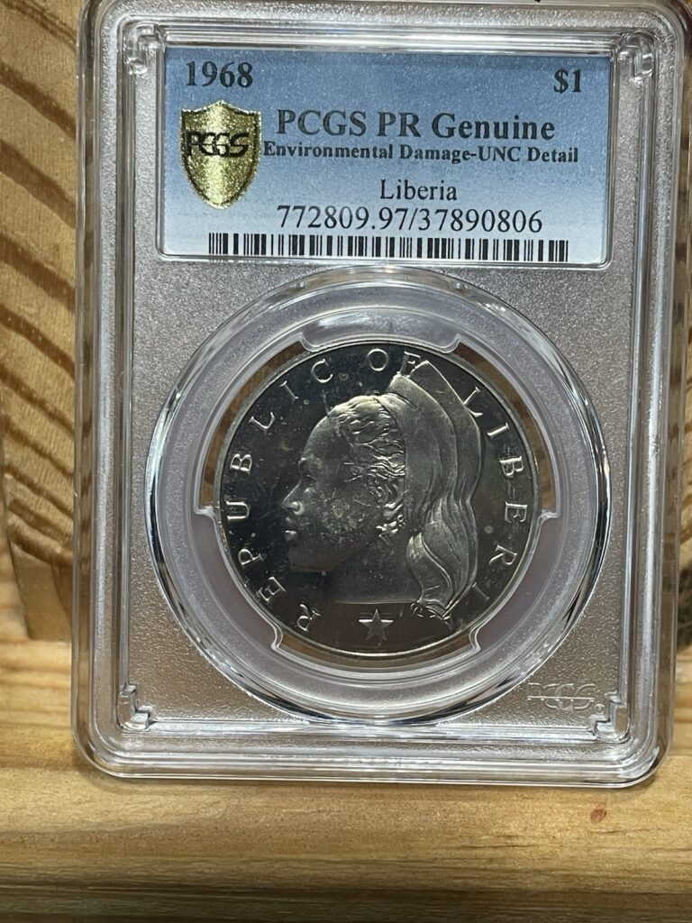 Read more about the article Liberia 1968 $1  PR Genuine UNC Details PCGS