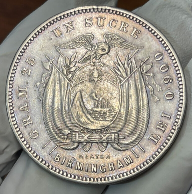Read more about the article 1884 Ecuador Un Sucre Coin Heaton Mint 90% Silver Crown Coin Great ConditionRARE