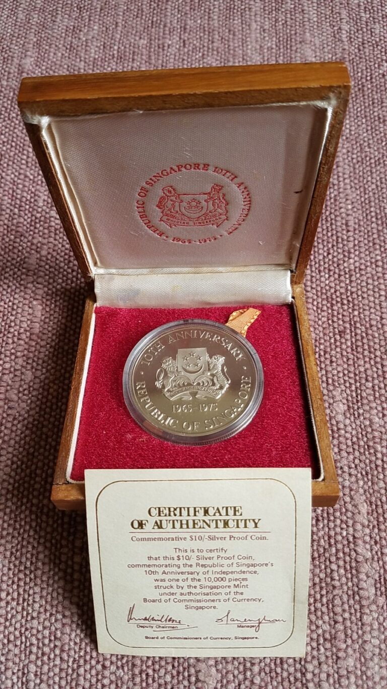 Read more about the article 1965 – 1975 Singapore 10th Anniversary of Independence Proof $10 50% Silver Coin