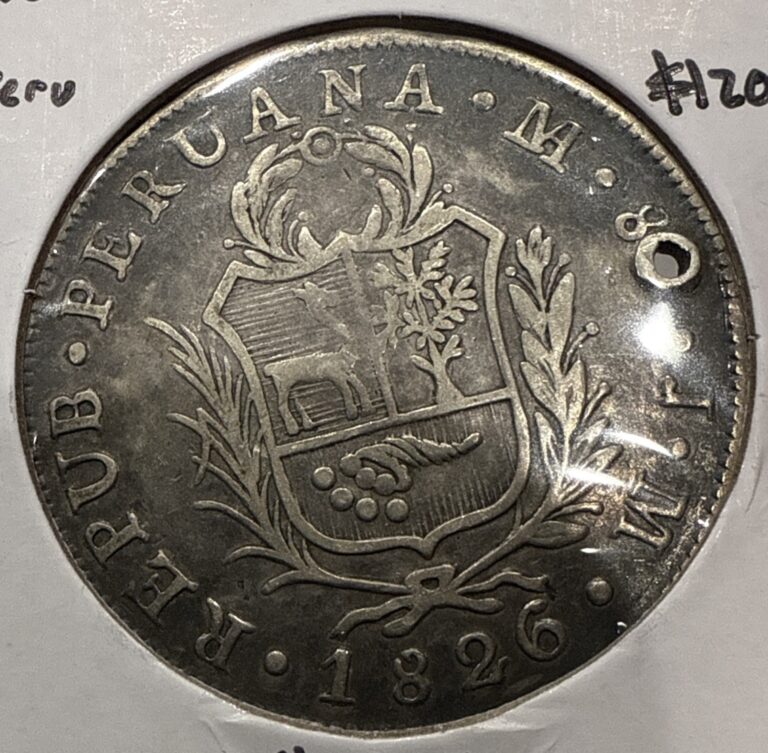 Read more about the article 1826 8 Reales Peru Silver 8 Real Coin – Holed