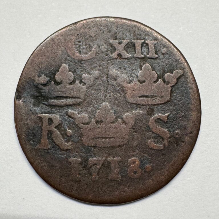 Read more about the article 1718 Sweden 1/6 Ore Silfwermynt – Coin #C-068