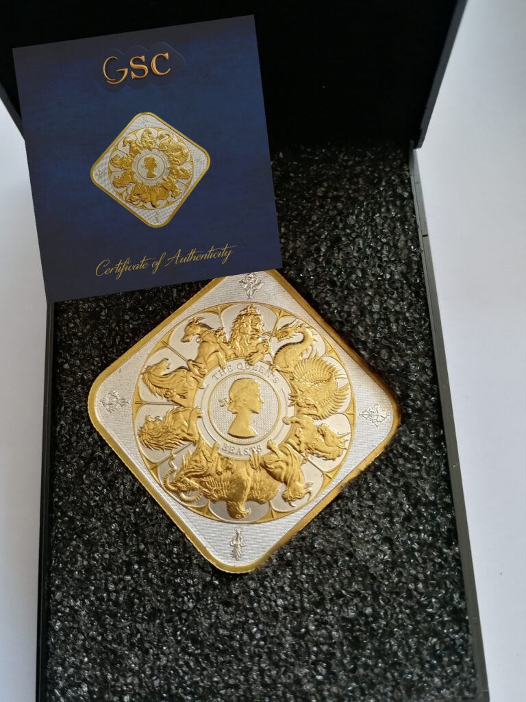 Read more about the article 2025 Silver Queens Beasts 1 Oz Completer .999 24k Gilded coin Edition