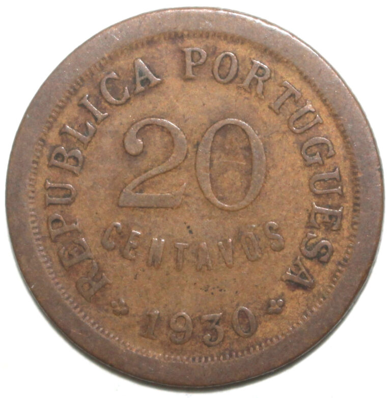 Read more about the article Portuguese Cape Verde 20 Centavos Coin 1930 KM# 3 Portugal Cabo Twenty