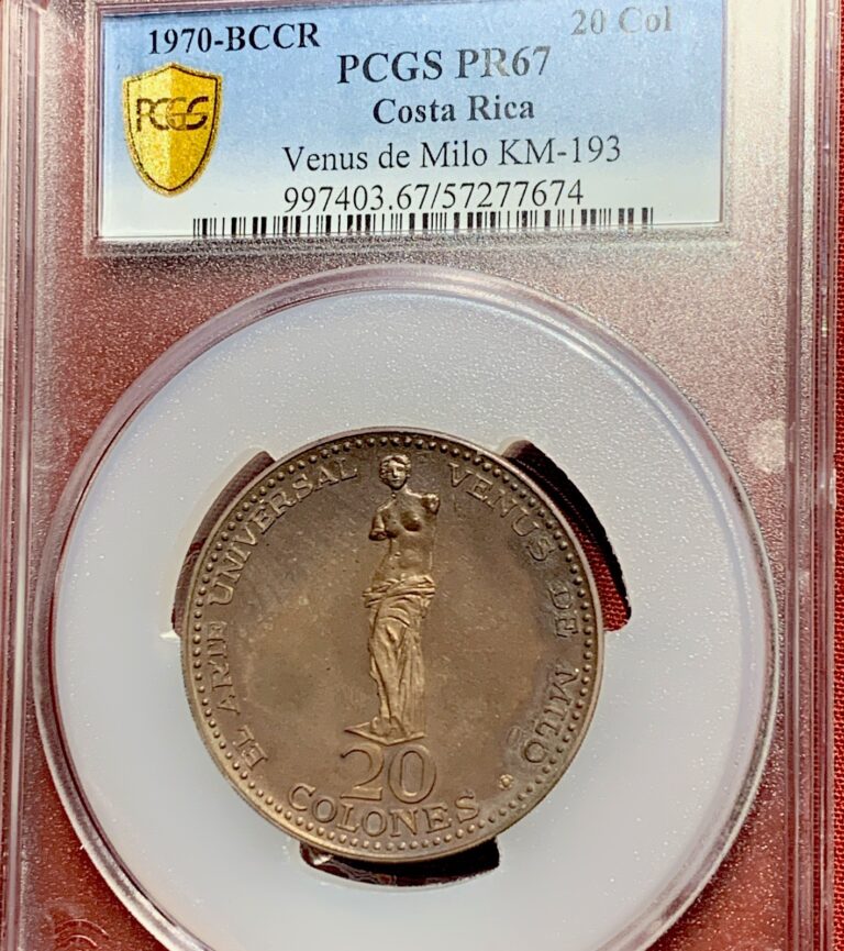 Read more about the article 1970 – BCCR – 20 COLONES –  COSTA RICA — PCGS/PF67 – DARK GOLDEN -TONED!!