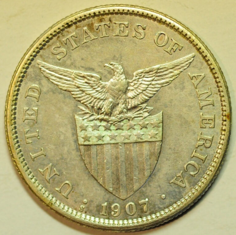 Read more about the article mw28818 Philippines US Administration  Silver Peso 1907-S  San Francisco Mint