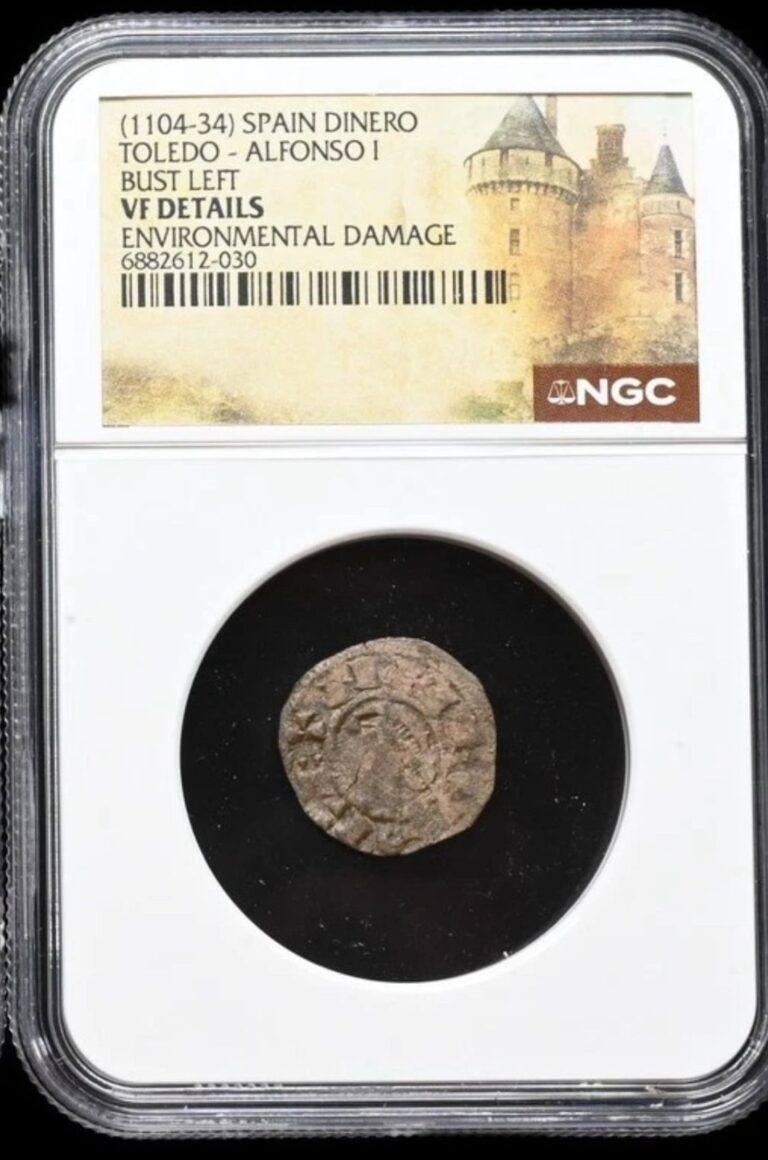 Read more about the article NGC VF Details Spain Dinero–Alfonso I “The Battler” 1104–1134 Toledo Silver Coin