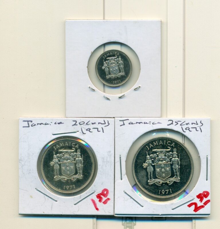Read more about the article Show Inv – 3 AU-UNC COINS from JAMAICA – 5  20 and 25 CENTS (ALL DATING 1971)