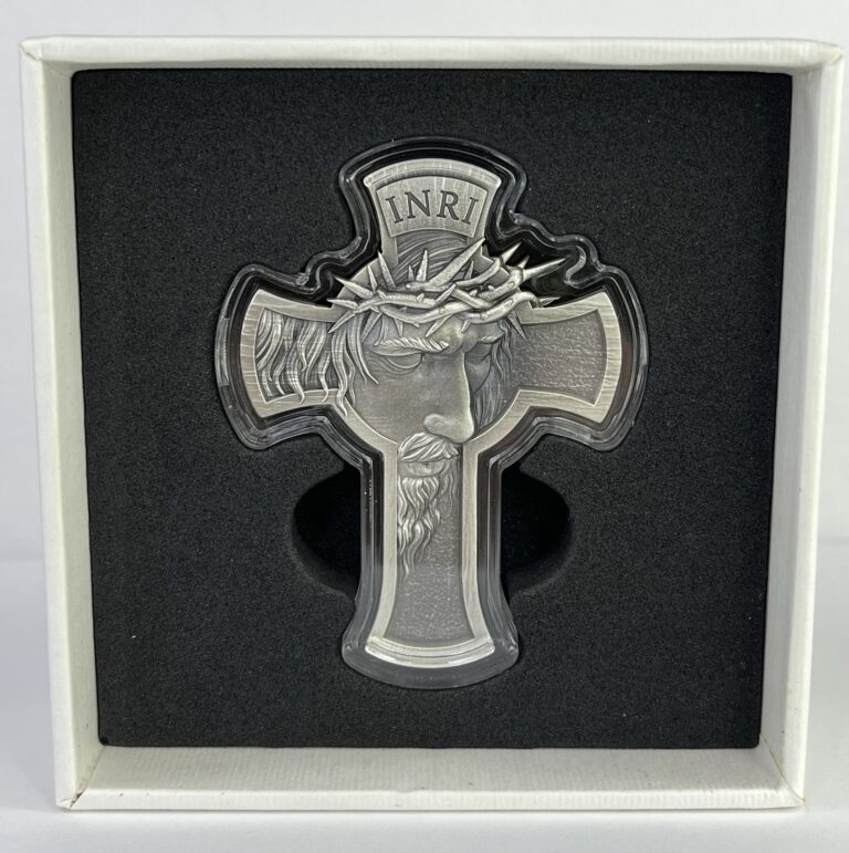 Read more about the article 2025 Chad 1 Ounce Silver Jesus Cross Shaped OGP – STOCK