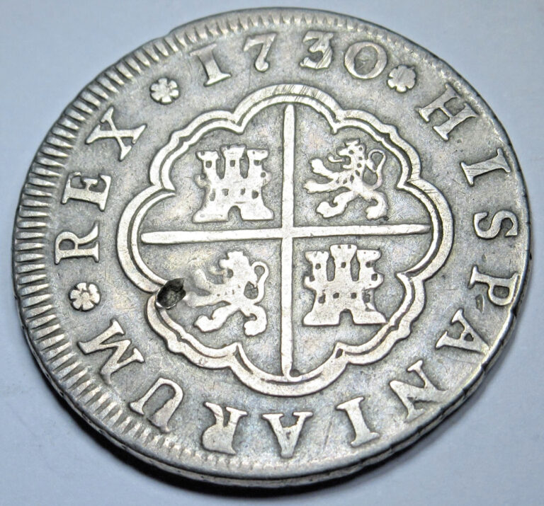 Read more about the article 1730/29 Overdate Spanish 2 Reales Genuine 1700s Pirate Mint Error Pirate 2R Coin