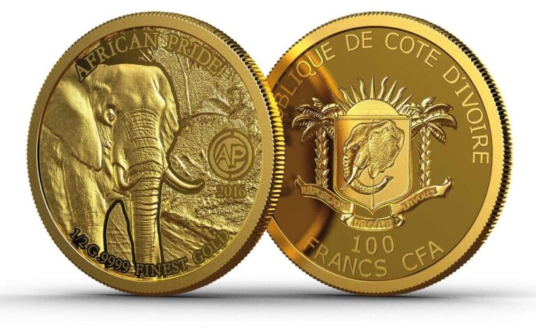 Read more about the article 2016 African Elephant Ivory Coast 9999 Gold Proof Coin Fauna Wildlife WWF RARE