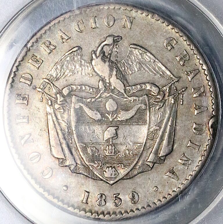 Read more about the article 1859 ANACS VF 25 Colombia 1 Peso Bogota Granadine Condor Silver Coin (25102302C)
