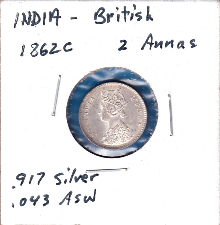 Read more about the article 1862c British India 2 Annas (KM-469) .043 ASW Silver!!! [Calcutta Mint]