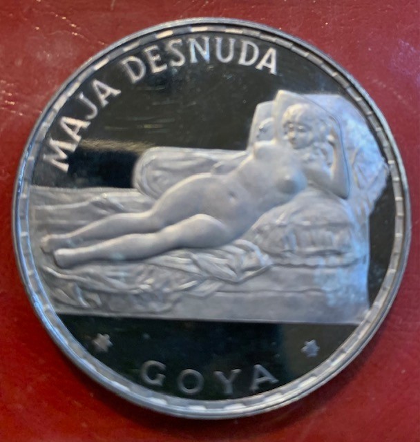 Read more about the article 1970 Equatorial Guinea 100 Pesetas Maja Desnuda Silver Coin – Original Package