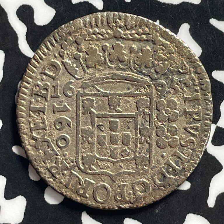 Read more about the article 1695 Brazil 160 Reis Lot#JM0052 Silver! Scarce!