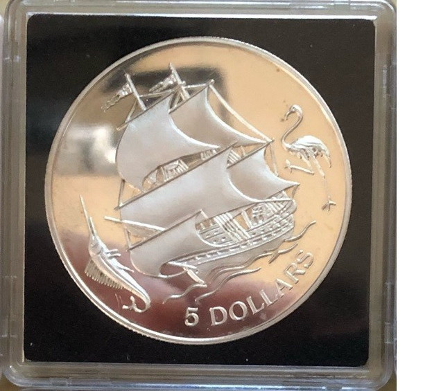 Read more about the article Bahamas 1993 Silver 5 Dollars Sailing Ship 1 Oz