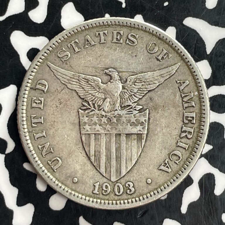 Read more about the article 1903 U.S. Philippines 50 Centavos Lot#C1020 Silver! Obverse Scratch