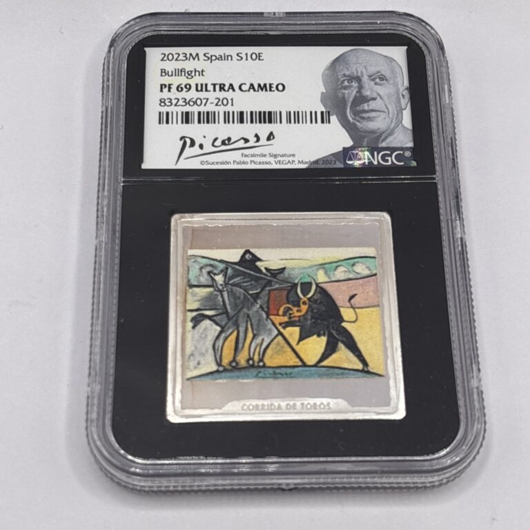 Read more about the article 2023M Spain S10E NGC Silver Picasso Bullfight PR69 Ultra Cameo
