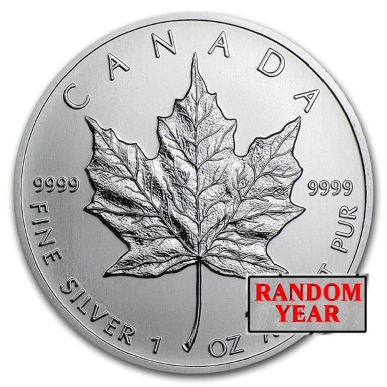 Read more about the article Random Year – 1 oz Canadian Silver Maple Leaf $5 Coin .9999 Fine Silver – BU