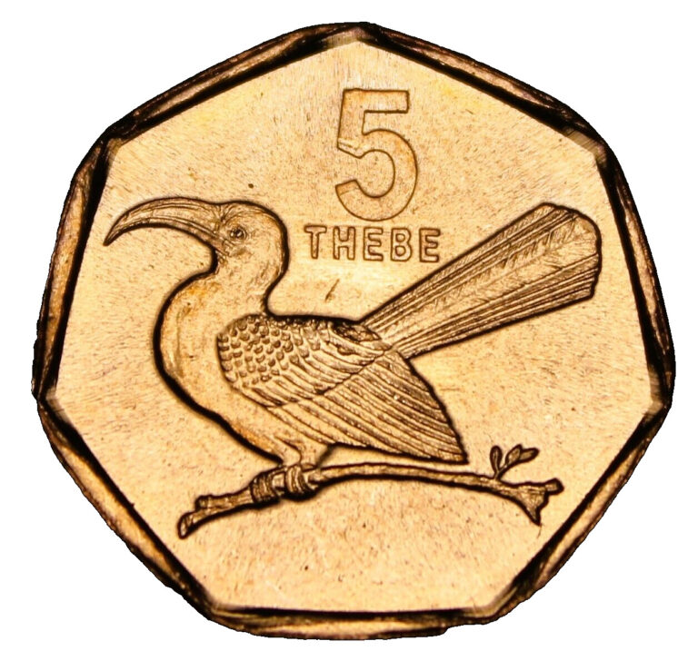 Read more about the article Botswana 5 Thebe  1998 Gem Unc~7 Sided~Toko Bird~Free Shipping