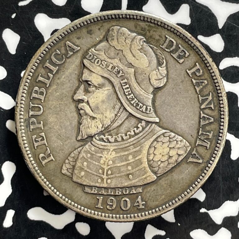 Read more about the article 1904 Panama 50 Centesimos Lot#JM0203 Large Silver!