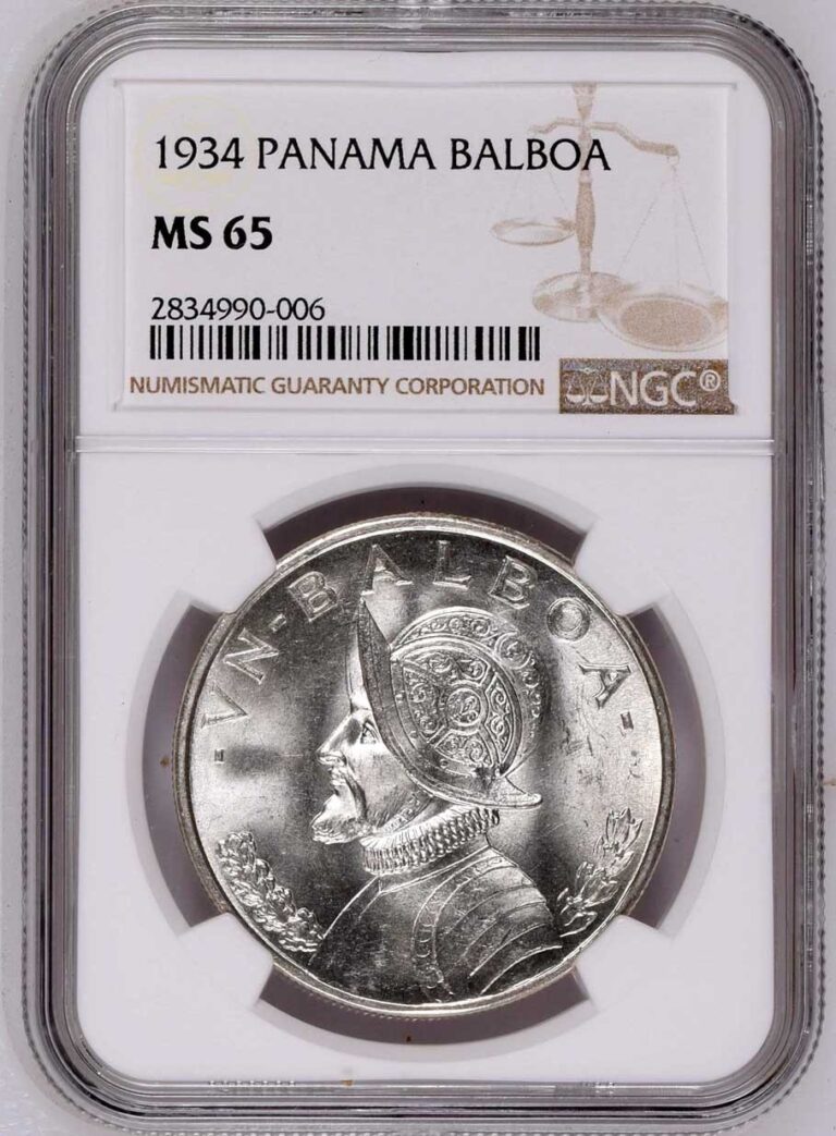 Read more about the article 1934 Panama Silver Un Balboa – NGC MS 65 Certification – Nice BU Gem Crown