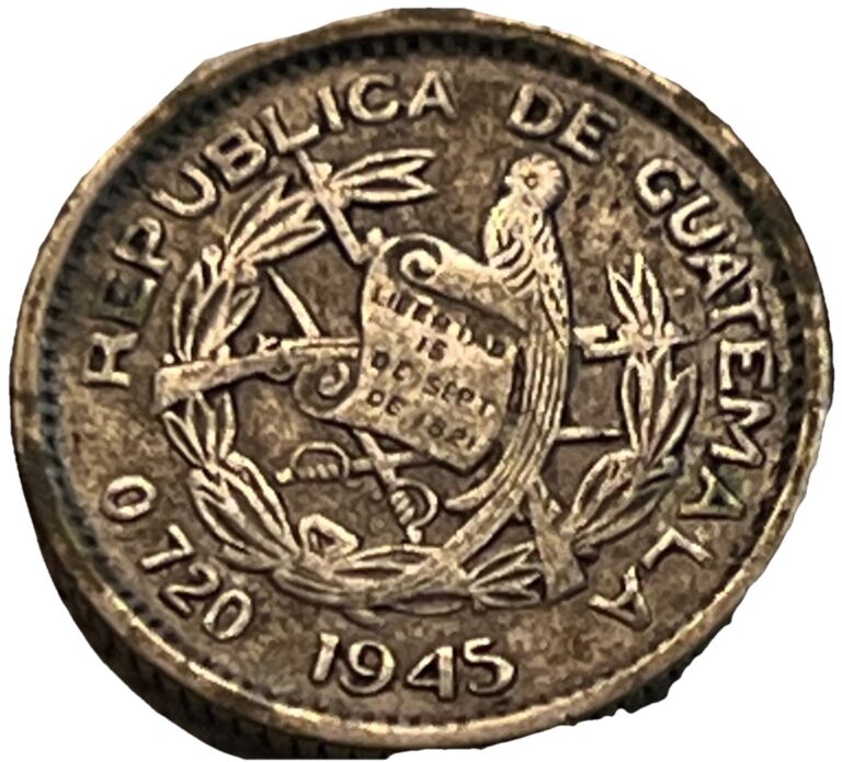 Read more about the article 1945 Guatemala 5 Centavos Silver Coin – Combined Shipping- Lot C52