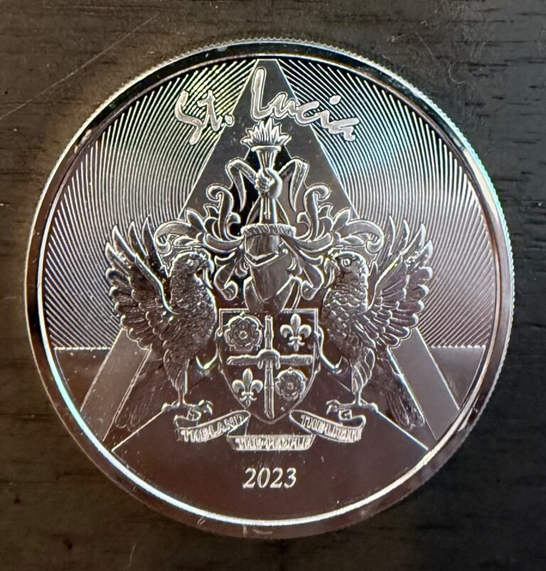 Read more about the article 2023 1 oz Silver Coin – St. Lucia Coat of Arms .999 Silver Coin BU