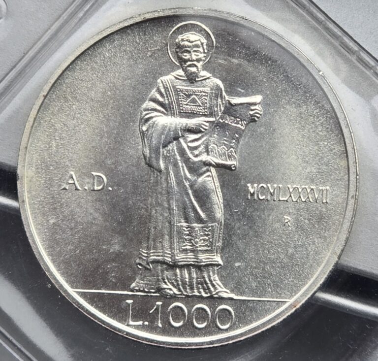 Read more about the article Choice/Gem BU San Marino 1987 1000 Lire Silver Coin – Mint Sealed