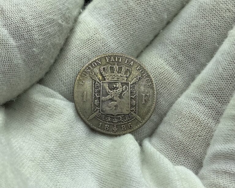Read more about the article 1886 BELGIUM King Leopold II Silver 1 Franc Coin R175