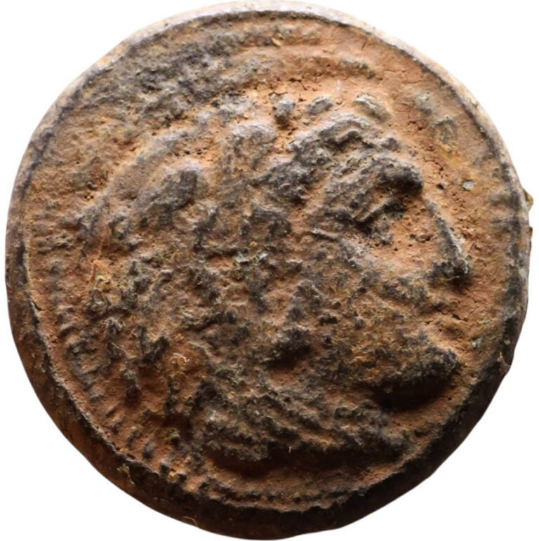 Read more about the article Alexander III The Great Ancient Greek Bronze Coin Head of Heracles Lion Skin