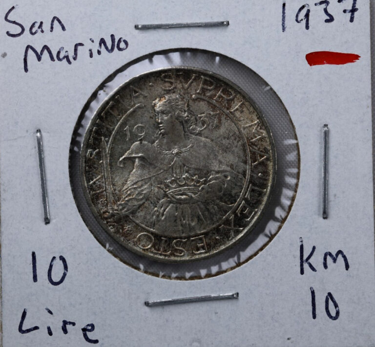Read more about the article 1937 San Marino 10 LIRE Silver 0.835 Km 10 Coin 10 g ED